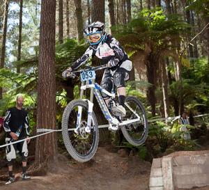 Amy Cole (nee Laird) in action in the downhill last year. 